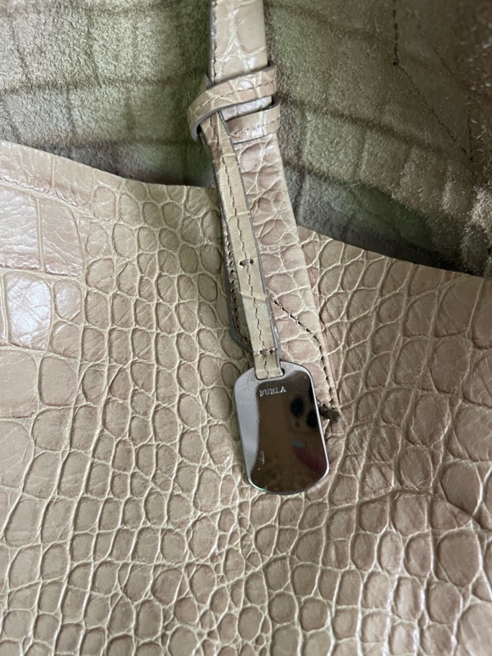 Furla Croc-Embossed Leather Tote Bag - Picture 12 of 15